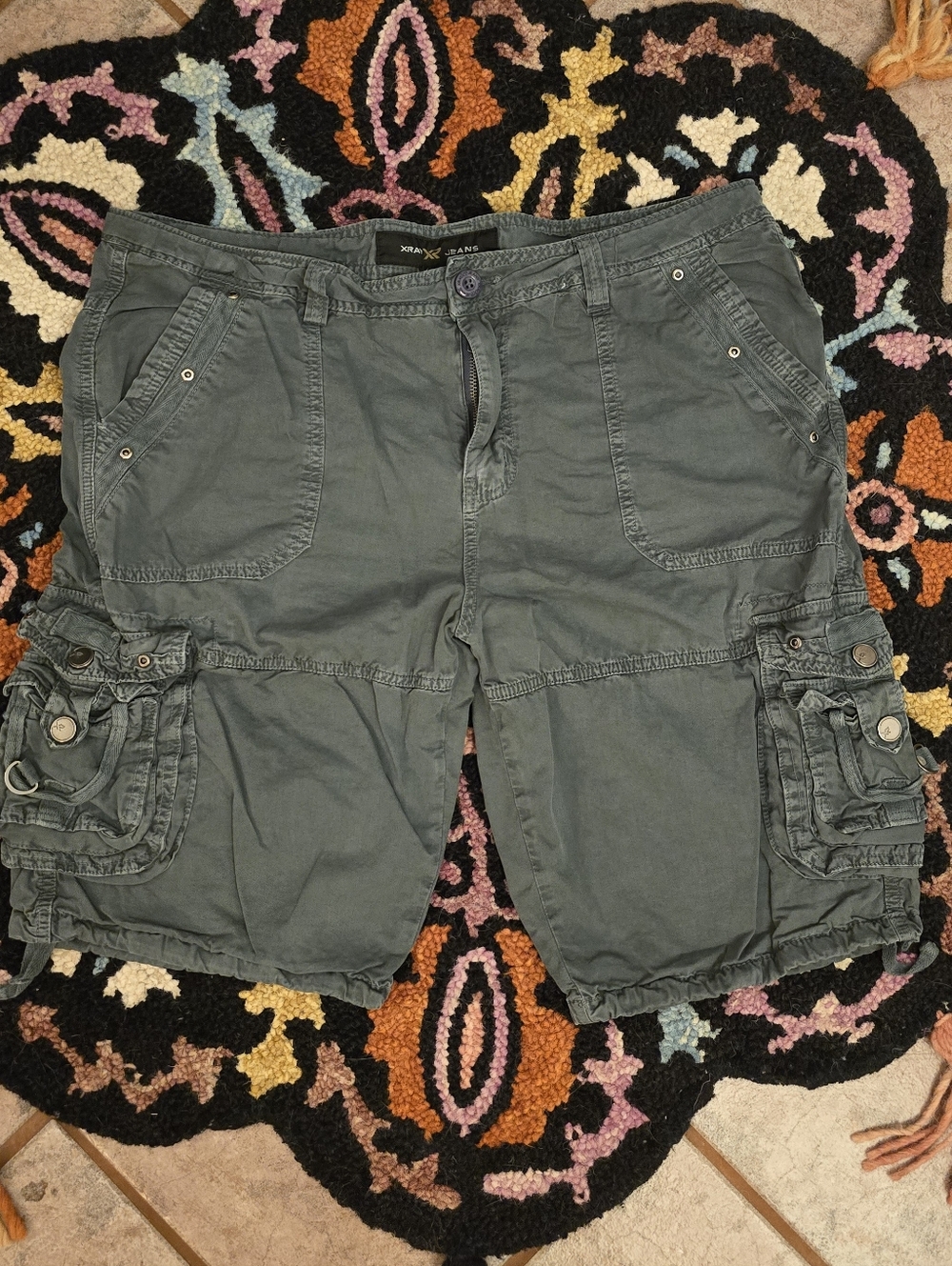 🔥🔥XRay Jeans green Gray Cargo Shorts🔥🔥Size 38 Skater Grunge Hip Hop